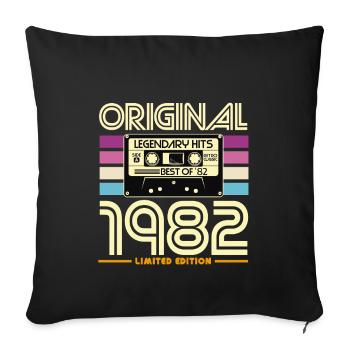 Original 1982 Retro Hits Cassette - Housse de coussin décorative 45 x 45 cm - noir - Devant