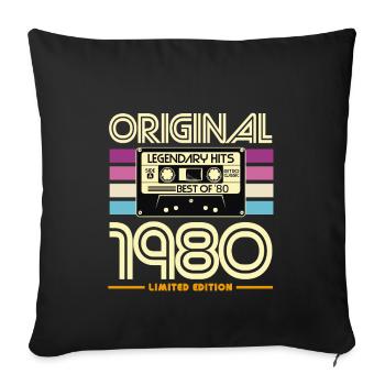Cassette 1980 Rétro Édition - Housse de coussin décorative 45 x 45 cm - noir - Devant