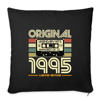 Original 1995 Cassette Retro - Sofa pillowcase 17,3'' x 17,3'' (45 x 45 cm) - black - Front