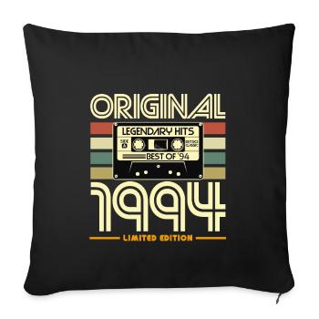 Original 1994 Nostalgia Cassette - Sofa pillowcase 17,3'' x 17,3'' (45 x 45 cm) - black - Front