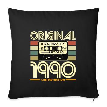 Original 1990 Rétro Cassette Édition - Housse de coussin décorative 45 x 45 cm - noir - Devant