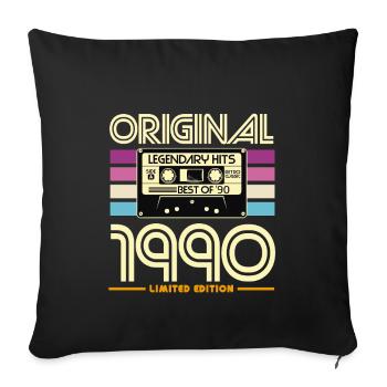 Original Hits 90s Cassette - Sofa pillowcase 17,3'' x 17,3'' (45 x 45 cm) - black - Front