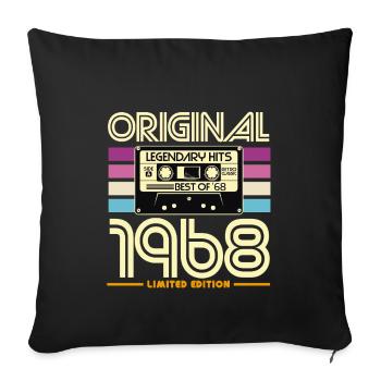 Original 1968 Hits Cassette Retro - Housse de coussin décorative 45 x 45 cm - noir - Devant