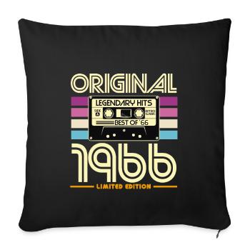 Vintage 1966 Limited Edition Cassette - Sofa pillowcase 17,3'' x 17,3'' (45 x 45 cm) - black - Front
