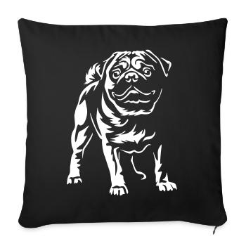 Pug « Édition Noire » - Housse de coussin décorative 45 x 45 cm - noir - Devant