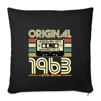 Cassette Retro 1963 Original - Sofa pillowcase 17,3'' x 17,3'' (45 x 45 cm) - black - Front