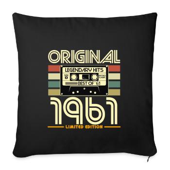 1961 Retro Cassette Limited Edition - Sofa pillowcase 17,3'' x 17,3'' (45 x 45 cm) - black - Front
