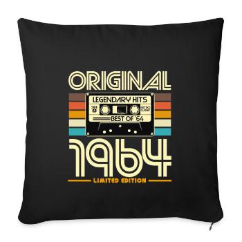 Original 1964 Retro Cassette - Sofa pillowcase 17,3'' x 17,3'' (45 x 45 cm) - black - Front