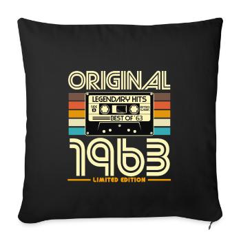 Original 1963 Vintage Cassette - Sofa pillowcase 17,3'' x 17,3'' (45 x 45 cm) - black - Front