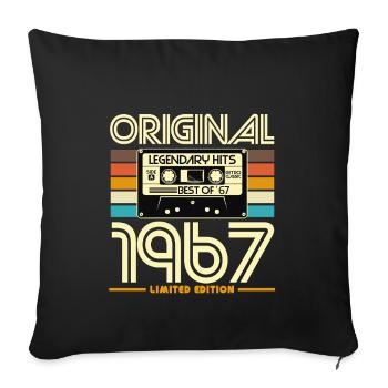 Vintage 1967 Limited Edition Cassette - Sofa pillowcase 17,3'' x 17,3'' (45 x 45 cm) - black - Front