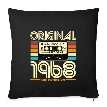 Original 1968 Cassette Retro - Sofa pillowcase 17,3'' x 17,3'' (45 x 45 cm) - black - Front