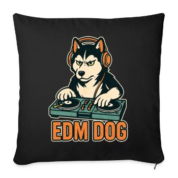 EDM Dog: Husky DJ at the mixing desk in retro style - Sofa pillowcase 17,3'' x 17,3'' (45 x 45 cm) - black - Front