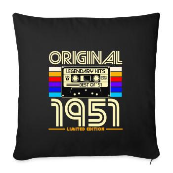 Original 1951 Retro Cassette Tee - Housse de coussin décorative 45 x 45 cm - noir - Devant