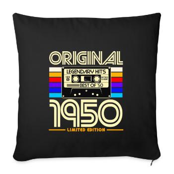 Original 1950's Retro Cassette Tee - Sofa pillowcase 17,3'' x 17,3'' (45 x 45 cm) - black - Front