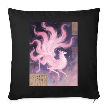 The Wake of Nine Lives: Nine-Tailed Fox - Sofa pillowcase 17,3'' x 17,3'' (45 x 45 cm) - black - Front