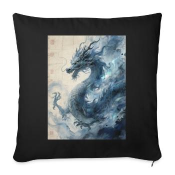 La Nuit Constellée : Dragon Bleu – Éther - Housse de coussin décorative 45 x 45 cm - noir - Devant
