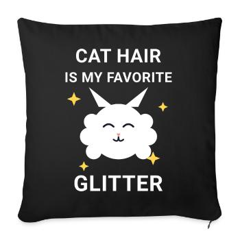 T-shirt Nuage mouton en poil de chat Pailleté - Housse de coussin décorative 45 x 45 cm - noir - Devant