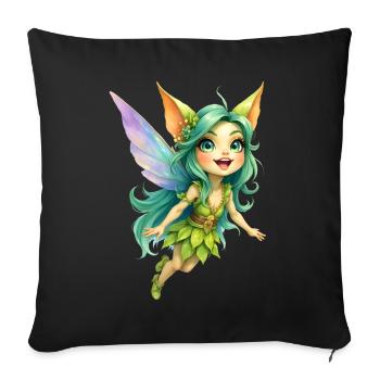 Green Fairy of Leaves and Wings - Sofa pillowcase 17,3'' x 17,3'' (45 x 45 cm) - black - Front