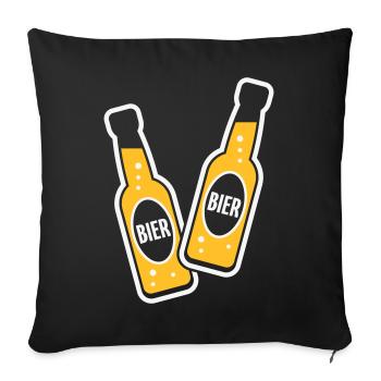 2 Bierflaschen Stoßen An (Bier Biertrinker NEG 2C) - Sofakissenbezug 45 x 45 cm - Schwarz - Vorne