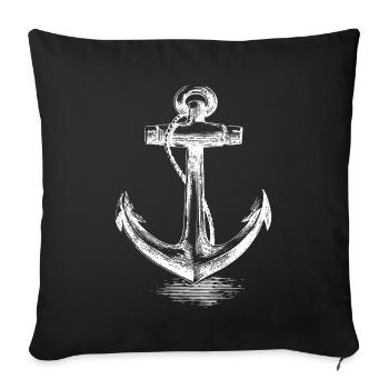 Anchor Sketch Nautical Graphic - Sofa pillowcase 17,3'' x 17,3'' (45 x 45 cm) - black - Front