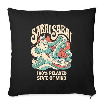 Turtle surfs – relaxed mind - Sofa pillowcase 17,3'' x 17,3'' (45 x 45 cm) - black - Front