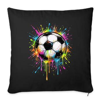 Ballon de Foot Splash Couleur | Style Graffiti - Housse de coussin décorative 45 x 45 cm - noir - Devant