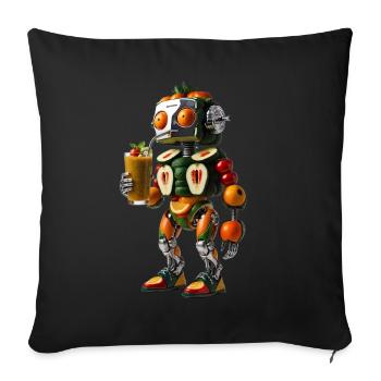 ROBY – Der Smoothie-trinkende Cyborg - Sofakissenbezug 45 x 45 cm - Schwarz - Vorne