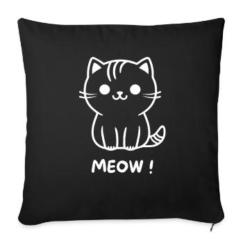Cute Black Cat Meow Cartoon - Sofa pillowcase 17,3'' x 17,3'' (45 x 45 cm) - black - Front