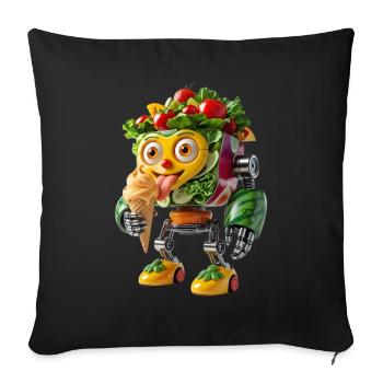 Groente Robot Met IJsje - Sofa pillowcase 17,3'' x 17,3'' (45 x 45 cm) - black - Front