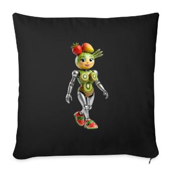 Gemine Robot | Whimsical Fruit-Bot Art - Sofa pillowcase 17,3'' x 17,3'' (45 x 45 cm) - black - Front