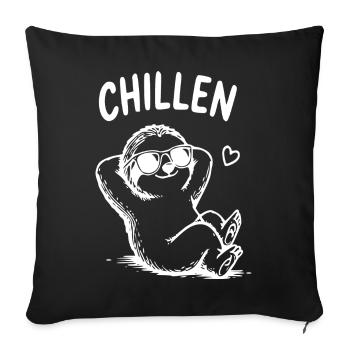 Chillen Faultier Cartoon mit Sonnenbrille - Sofakissenbezug 45 x 45 cm - Schwarz - Vorne