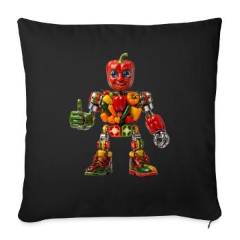 Robot Poivron : Cyborg synthétique biologique - Housse de coussin décorative 45 x 45 cm - noir - Devant