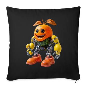 Juicy Orange Bot - Housse de coussin décorative 45 x 45 cm - noir - Devant