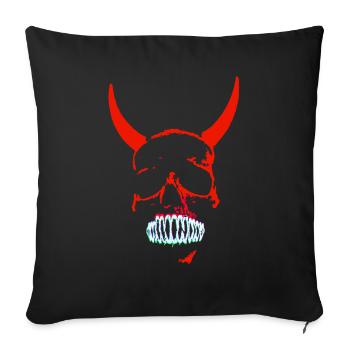 Red Demon Skull Neon - Sofa pillowcase 17,3'' x 17,3'' (45 x 45 cm) - black - Front