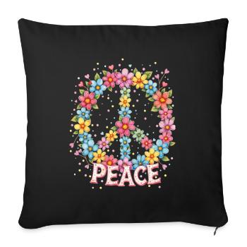 Blooming Peace Sign in Watercolor Style - Sofa pillowcase 17,3'' x 17,3'' (45 x 45 cm) - black - Front