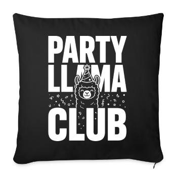 Party Llama Club – Ambiance festive - Housse de coussin décorative 45 x 45 cm - noir - Devant