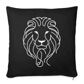 Löwenkopf One Line – süßes Löwenmotiv - Sofakissenbezug 45 x 45 cm - Schwarz - Vorne