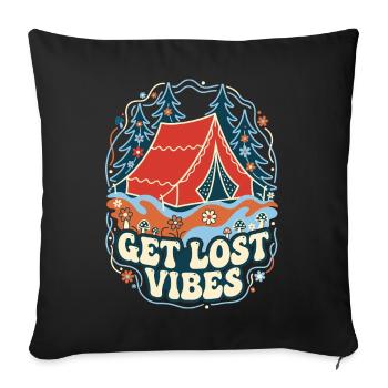 Get Lost Vibes Retro Camping - Sofakissenbezug 45 x 45 cm - Schwarz - Vorne