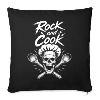 Rock and Cook Schädel Chef - Sofakissenbezug 45 x 45 cm - Schwarz - Vorne