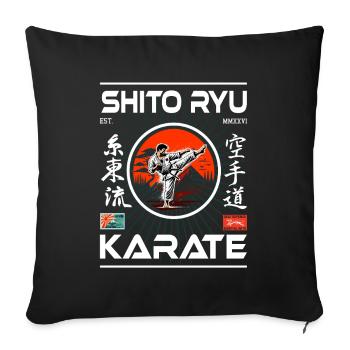Shito-ryu design with kanji and karateka - Sofa pillowcase 17,3'' x 17,3'' (45 x 45 cm) - black - Front