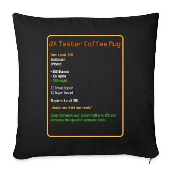QA Tester Coffee Mug Level 666 - Sofa pillowcase 17,3'' x 17,3'' (45 x 45 cm) - black - Front