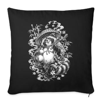 Japanese Tanuki in Irezumi Tattoo Style - Sofa pillowcase 17,3'' x 17,3'' (45 x 45 cm) - black - Front