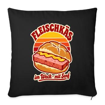 Fleischkäs im Weck Retro - Sofakissenbezug 45 x 45 cm - Schwarz - Vorne