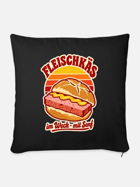 Fleischkäs im Weck Retro - Sofakissenbezug 45 x 45 cm - Schwarz