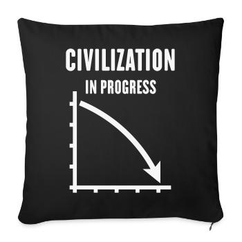 Civilization In Progress (Zivilisation / White) - Sofakissenbezug 45 x 45 cm - Schwarz - Vorne