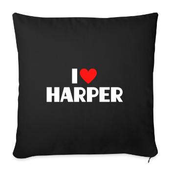 I Love Harper Red Heart Love Fan Gift - Housse de coussin décorative 45 x 45 cm - noir - Devant