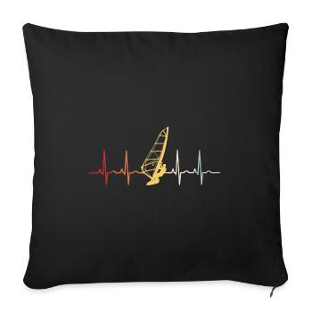 Windsurfen Windsurfing Windsurfer Retro Surfen EKG - Sofakissenbezug 45 x 45 cm - Schwarz - Vorne