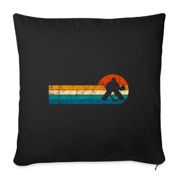 Hockey sur glace Hockey sur glace Patins rétro Puck Ice - Housse de coussin décorative 45 x 45 cm - noir - Devant