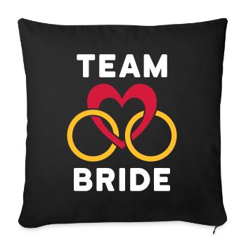 Team bride (Herz, zwei Ringe) - Sofakissenbezug 45 x 45 cm - Schwarz - Vorne