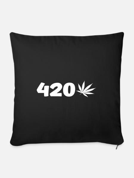 420 mit Hanfblatt - Sofakissenbezug 45 x 45 cm - Schwarz